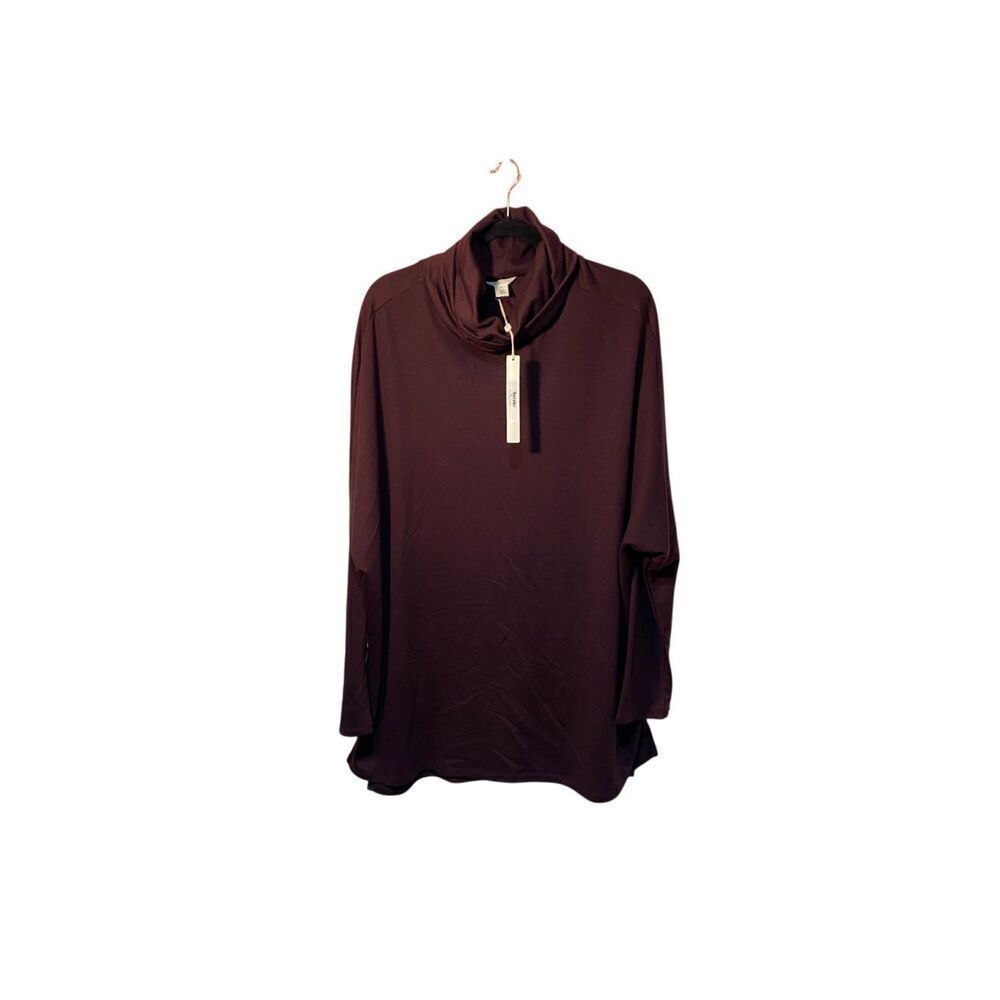NWT Caslon women’s burgundy, turtleneck, tunic side slit top size 1X